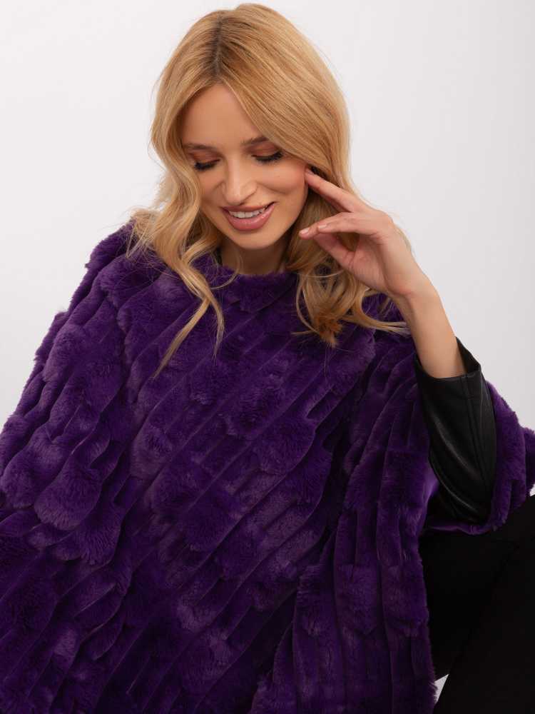 Wool Fashion Italia Poncho-AT-PN-2347.68-tamsiai violetinė