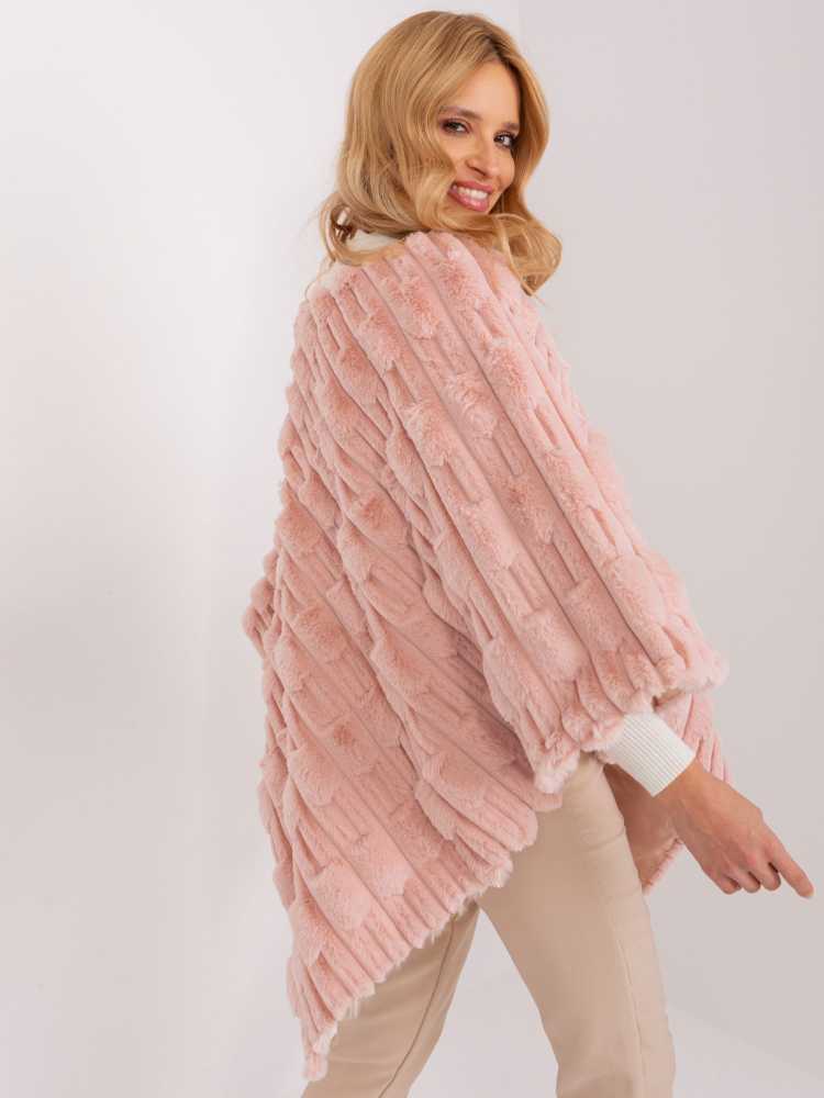 Wool Fashion Italia Poncho-AT-PN-2347.68-šviesiai rožinė