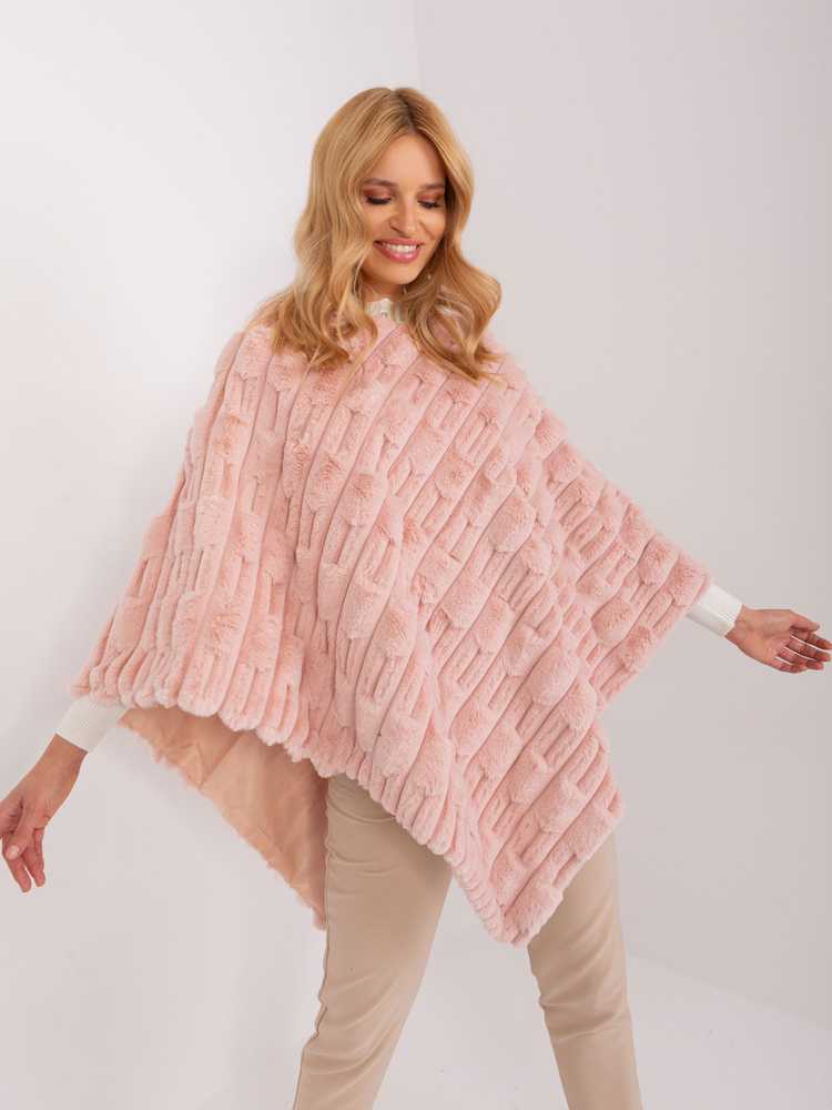 Wool Fashion Italia Poncho-AT-PN-2347.68-šviesiai rožinė