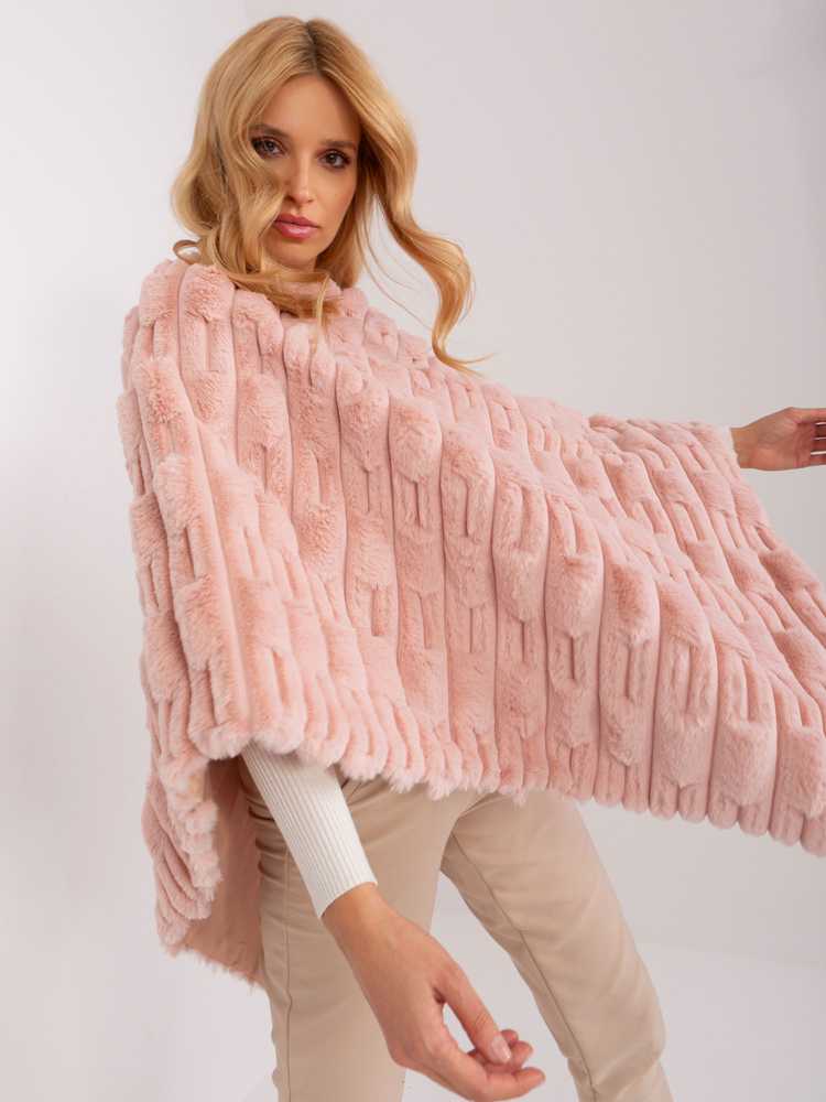 Wool Fashion Italia Poncho-AT-PN-2347.68-šviesiai rožinė