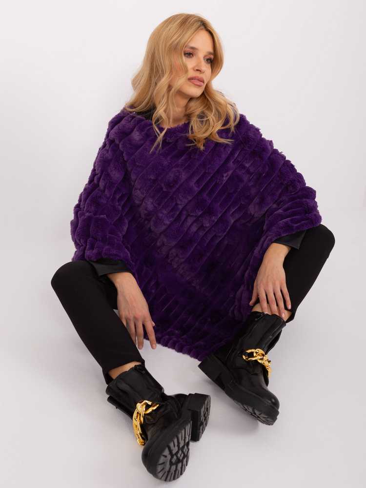 Wool Fashion Italia Poncho-AT-PN-2347.68-tamsiai violetinė