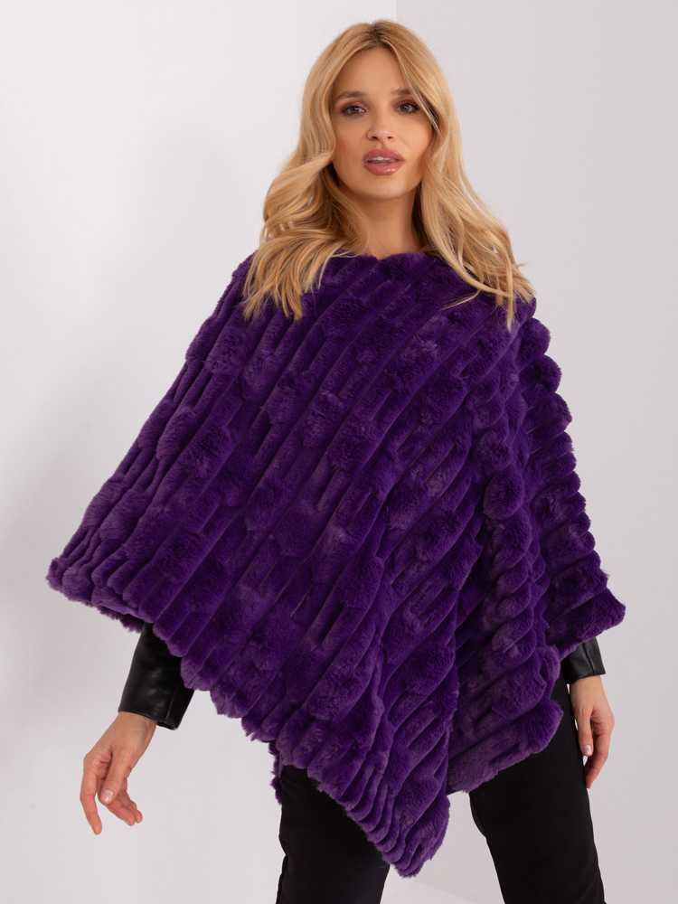 Wool Fashion Italia Poncho-AT-PN-2347.68-tamsiai violetinė
