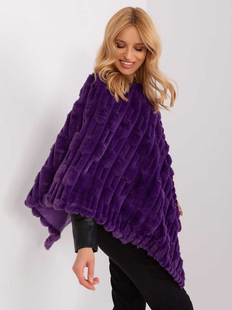 Wool Fashion Italia Poncho-AT-PN-2347.68-tamsiai violetinė