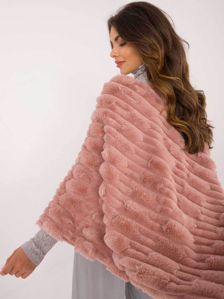 Wool Fashion Italia Poncho-AT-PN-2347.88-tamsiai rožinė
