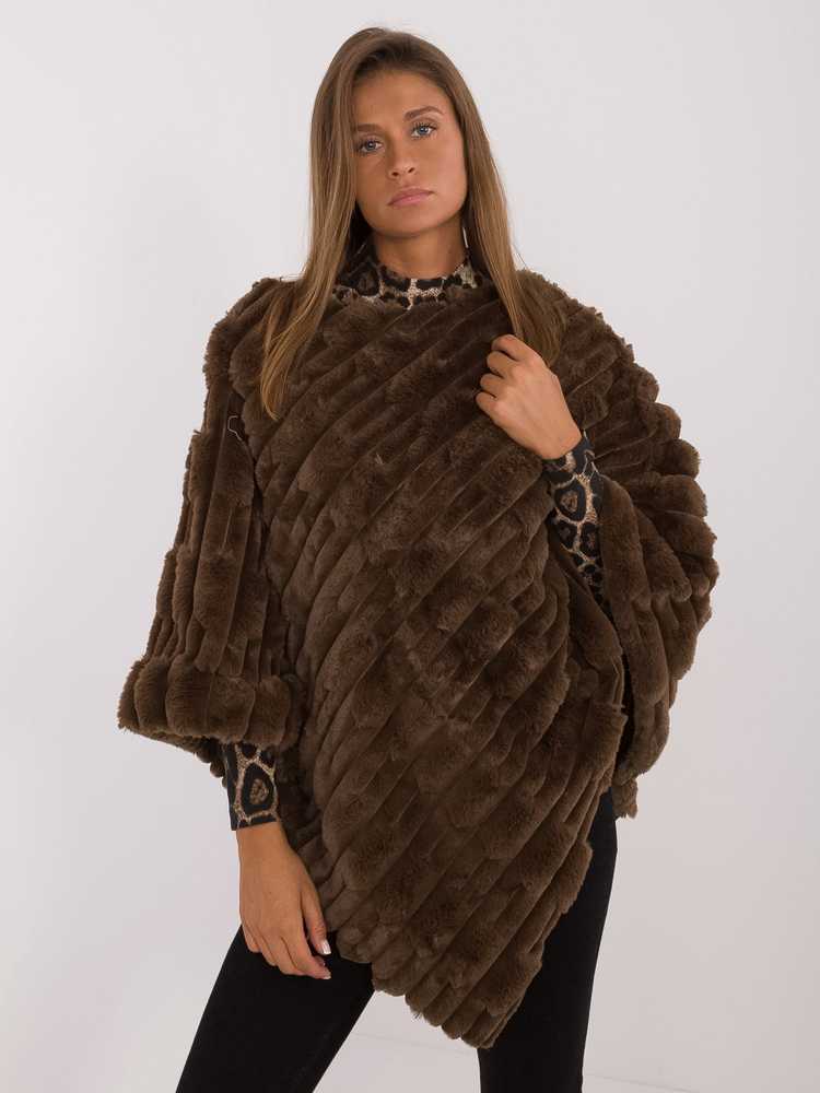 Wool Fashion Italia Poncho-AT-PN-2347.88-tamsiai ruda