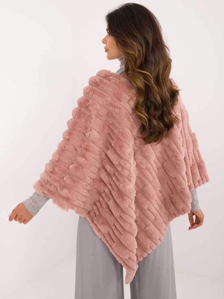 Wool Fashion Italia Poncho-AT-PN-2347.88-tamsiai rožinė