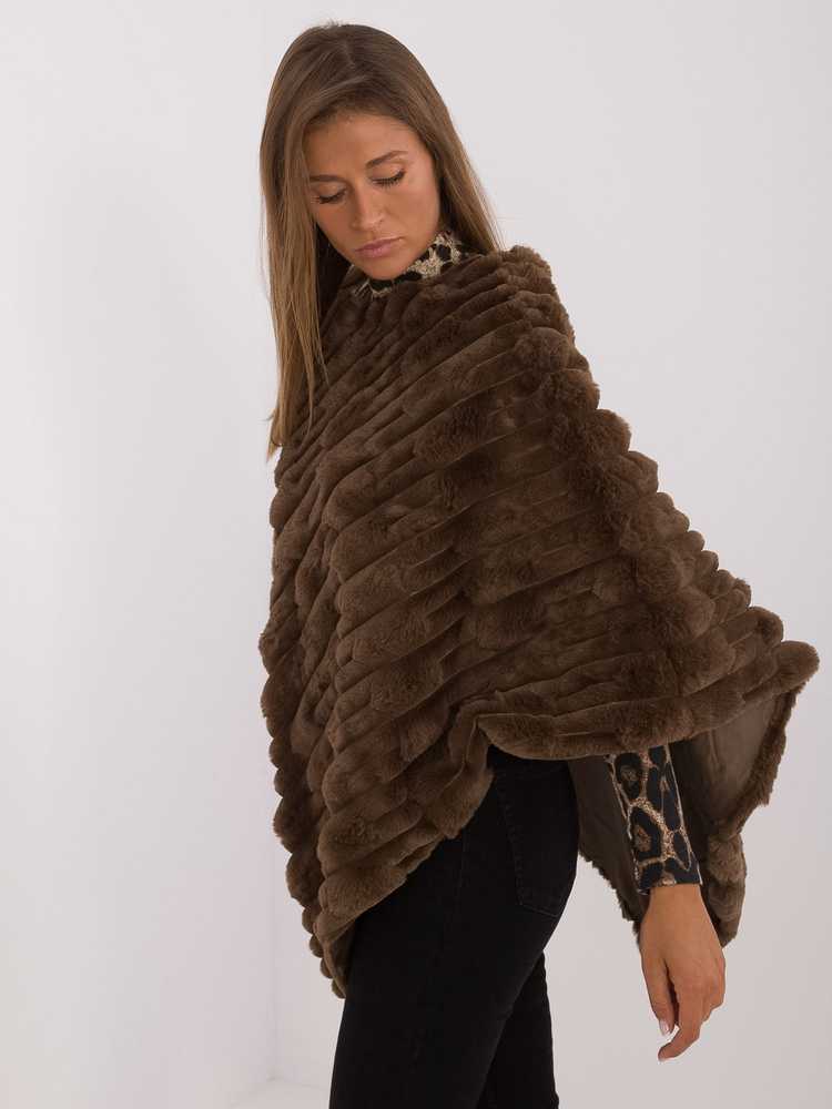 Wool Fashion Italia Poncho-AT-PN-2347.88-tamsiai ruda