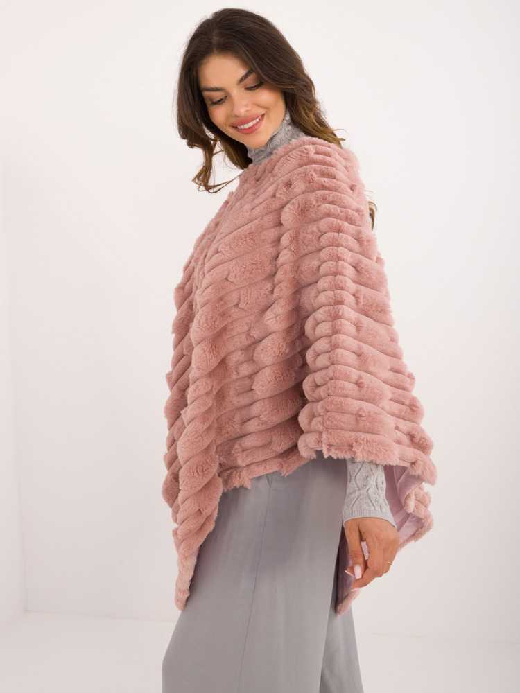 Wool Fashion Italia Poncho-AT-PN-2347.88-tamsiai rožinė