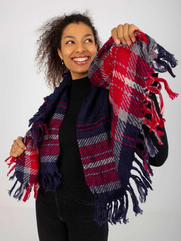 Wool Fashion Italia Šalikas-AT-CH-17501-1.57-navy mėlyna-raudona