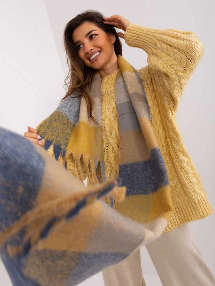 Wool Fashion Italia Šalikas-AT-SZ-2311501.32-tamsiai geltonas