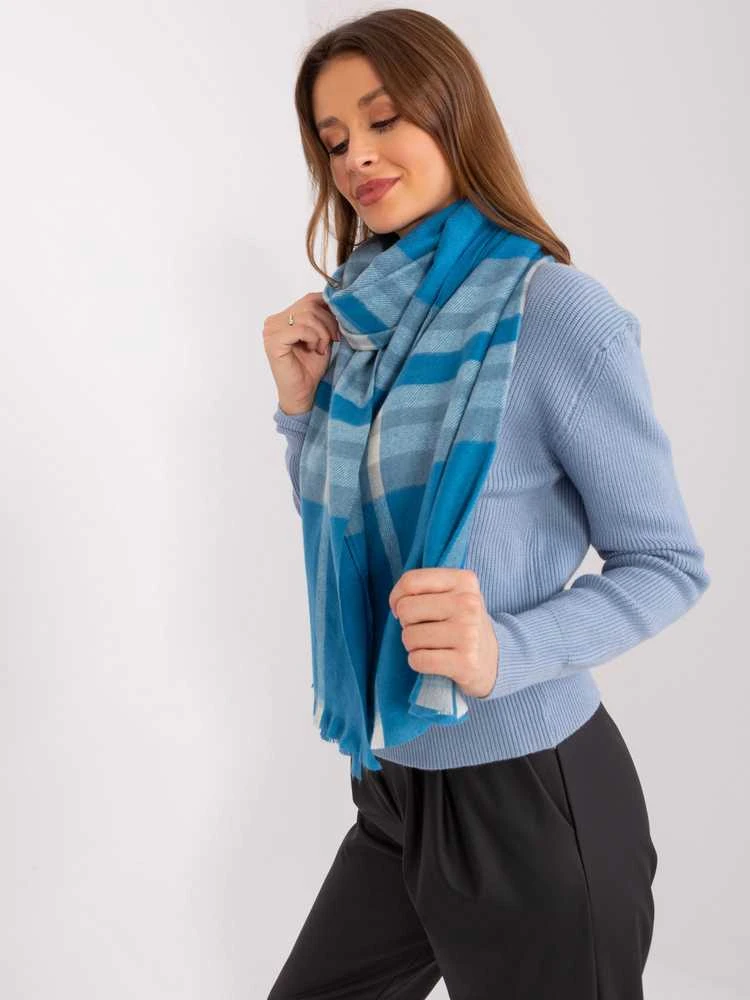 Wool Fashion Italia Šalikas-AT-SZ-23125-1,26-pilka-mėlyna