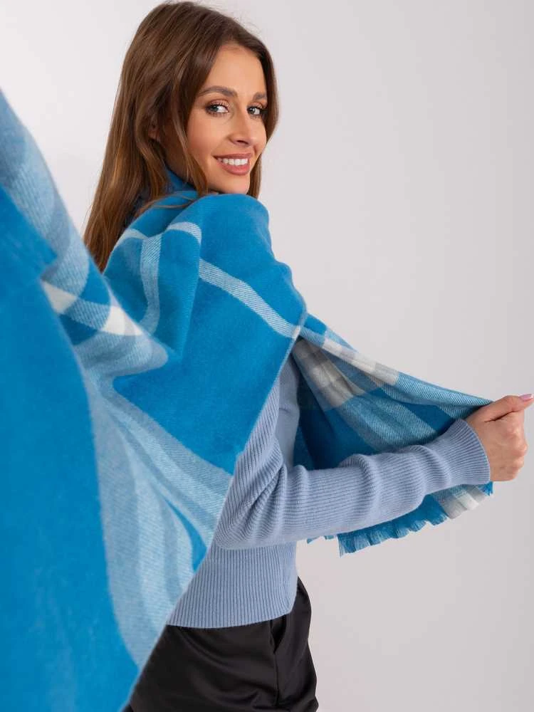 Wool Fashion Italia Šalikas-AT-SZ-23125-1,26-pilka-mėlyna