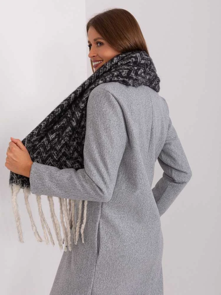 Wool Fashion Italia Šalikas-AT-SZ-23125.75-juodas-smėlio spalvos