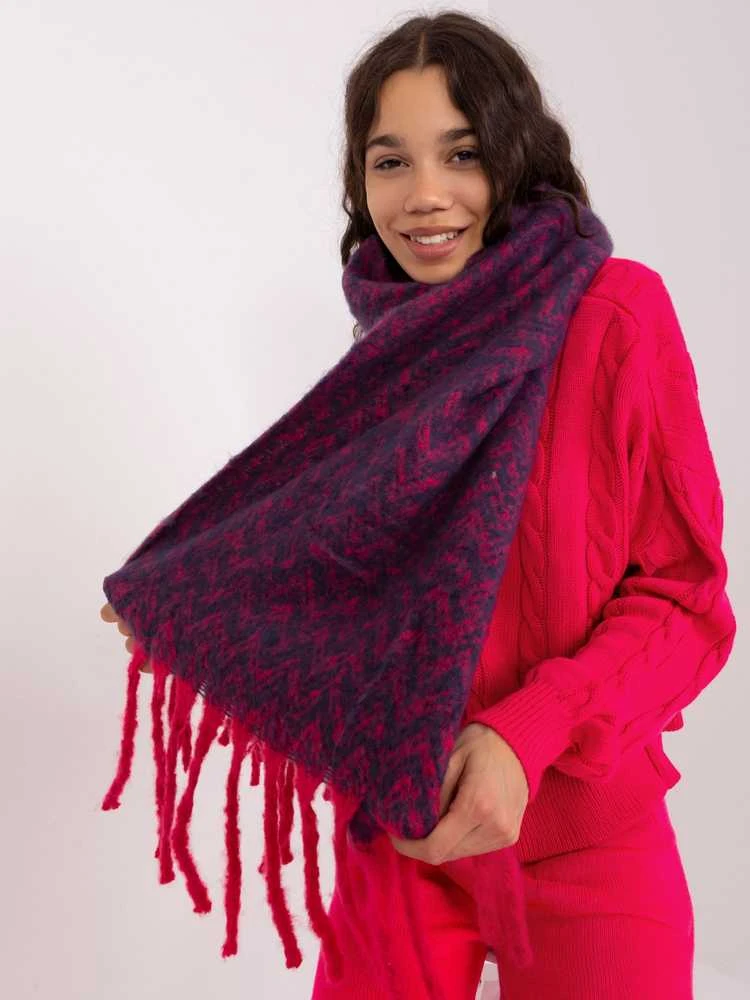 Wool Fashion Italia Šalikas-AT-SZ-23125.75-navy mėlyna-raudona