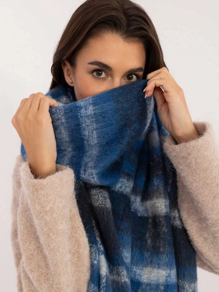 Wool Fashion Italia Šalikas-AT-SZ-231301.49-tamsiai mėlynas