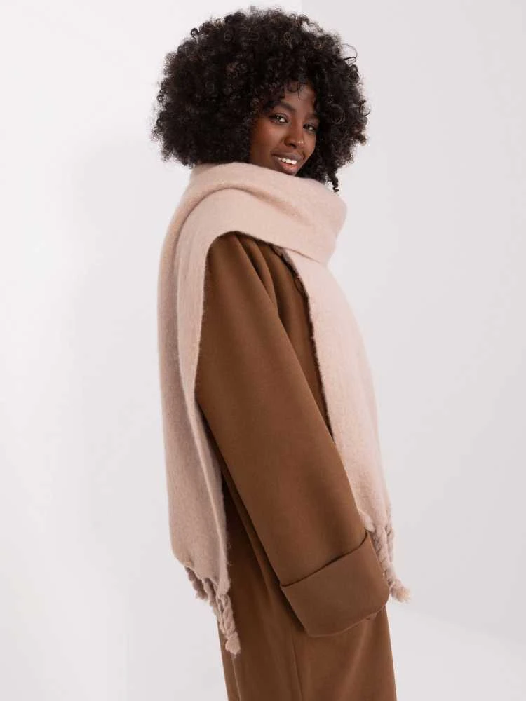 Wool Fashion Italia Šalikas-AT-SZ-2313502.20P-tamsiai smėlio spalvos