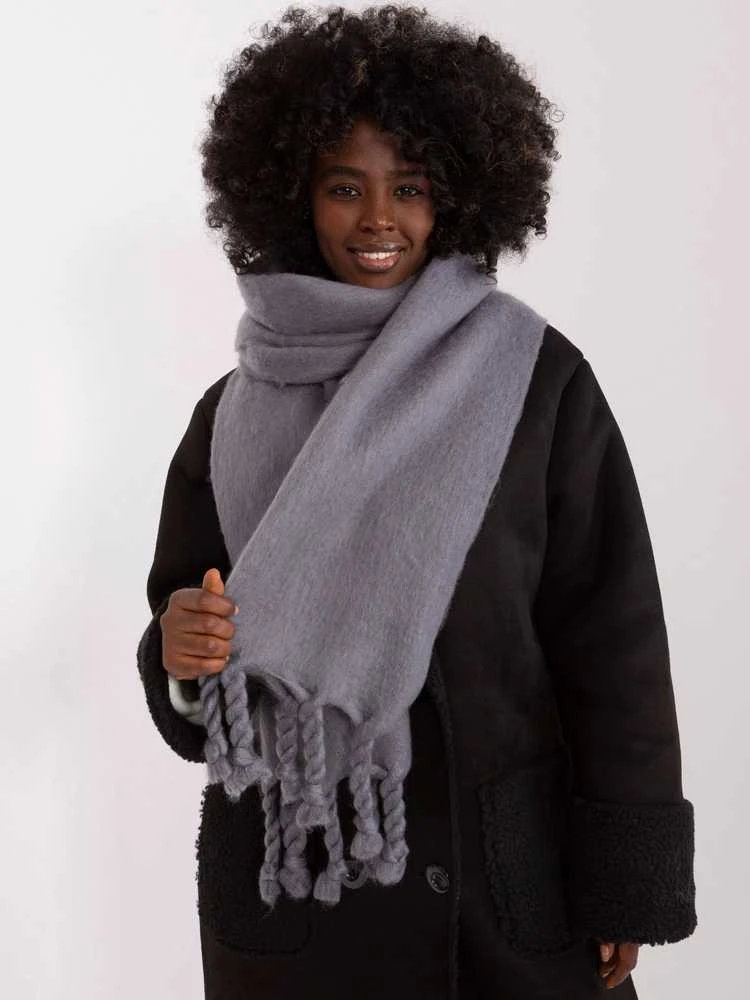 Wool Fashion Italia Šalikas-AT-SZ-2313502.20P-tamsiai pilkas