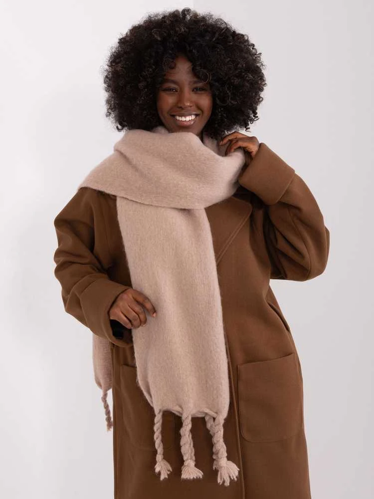 Wool Fashion Italia Šalikas-AT-SZ-2313502.20P-tamsiai smėlio spalvos