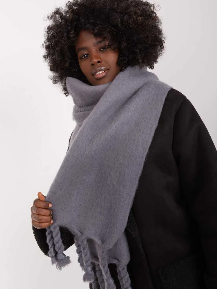 Wool Fashion Italia Šalikas-AT-SZ-2313502.20P-tamsiai pilkas