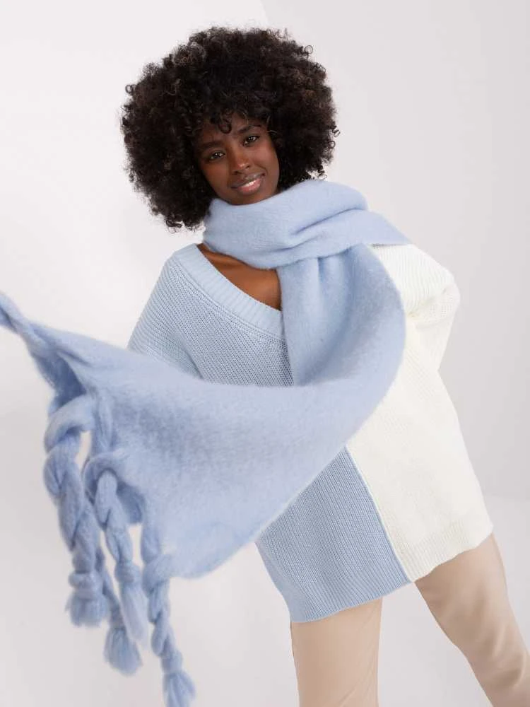 Wool Fashion Italia Šalikas-AT-SZ-2313502.71P-šviesiai mėlynas