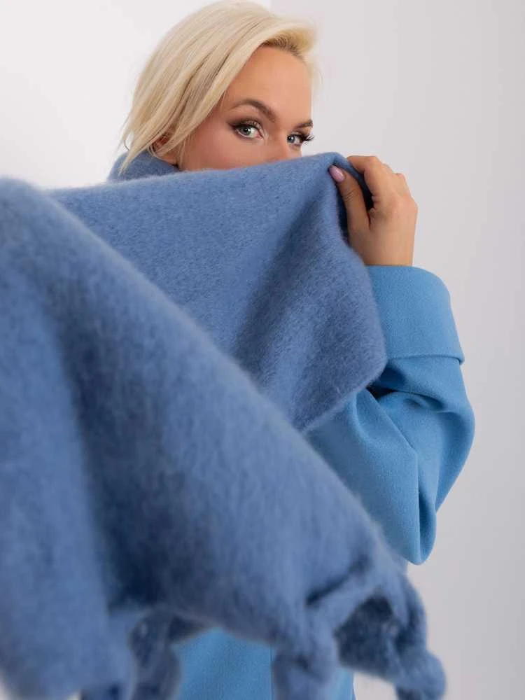 Wool Fashion Italia Šalikas-AT-SZ-2313502.71P-tamsiai mėlynas
