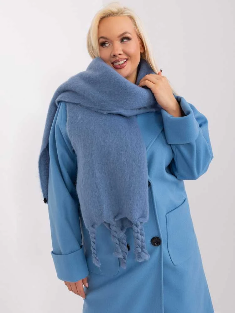 Wool Fashion Italia Šalikas-AT-SZ-2313502.71P-tamsiai mėlynas