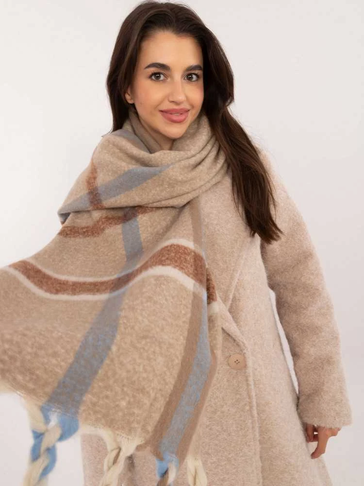 Wool Fashion Italia Šalikas-AT-SZ-2315.33-tamsiai smėlio spalvos