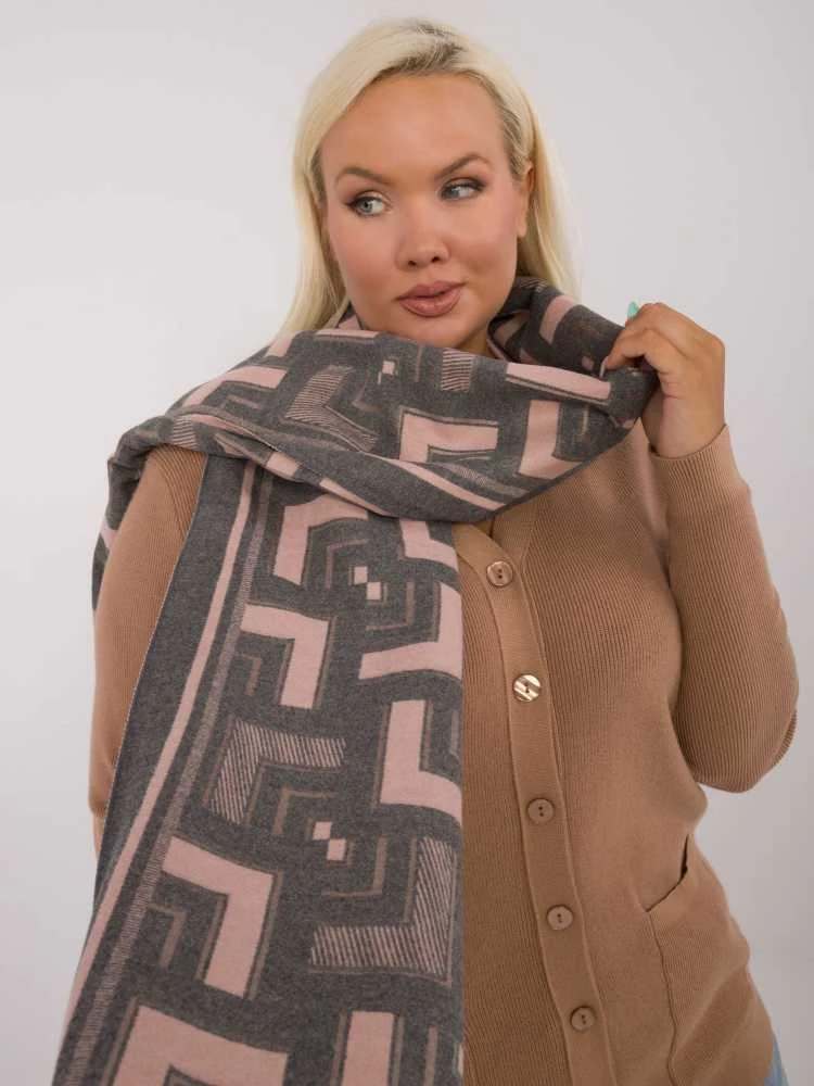 Wool Fashion Italia Šalikas-AT-SZ-23158.32-pilka-rožinė