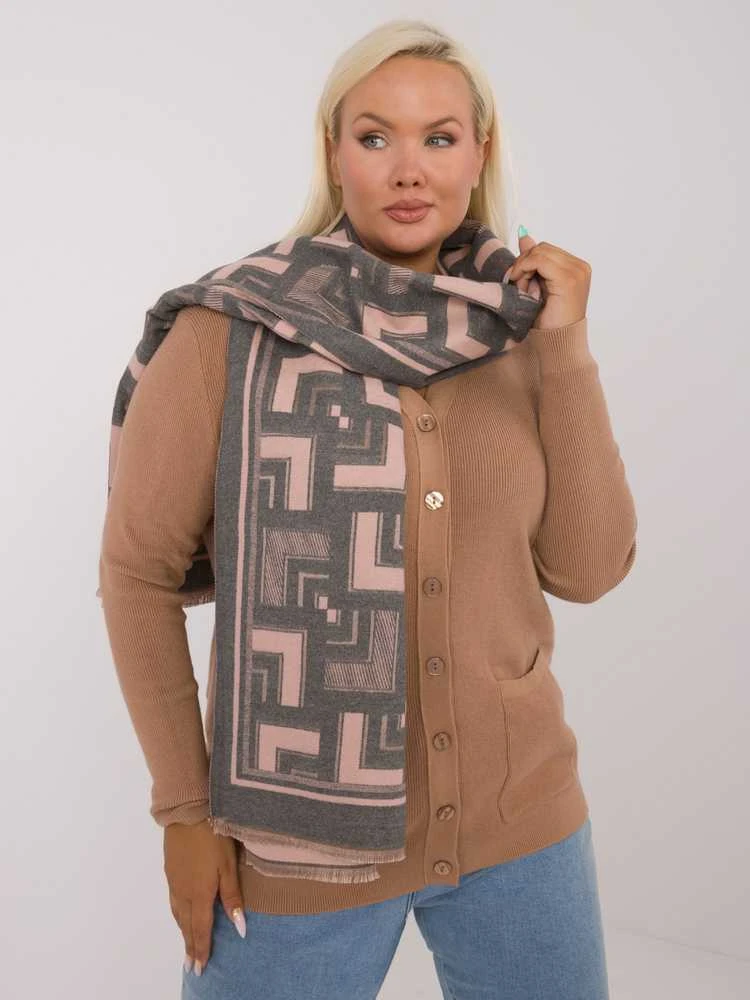 Wool Fashion Italia Šalikas-AT-SZ-23158.32-pilka-rožinė