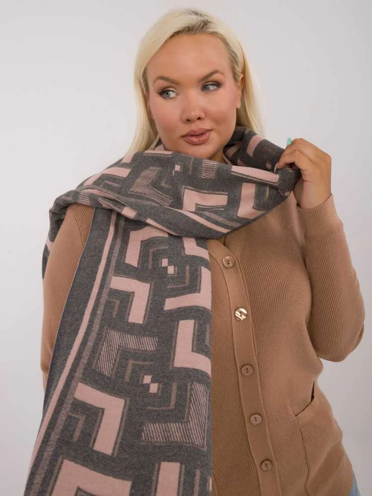 Wool Fashion Italia Šalikas-AT-SZ-23158.32-pilka-rožinė
