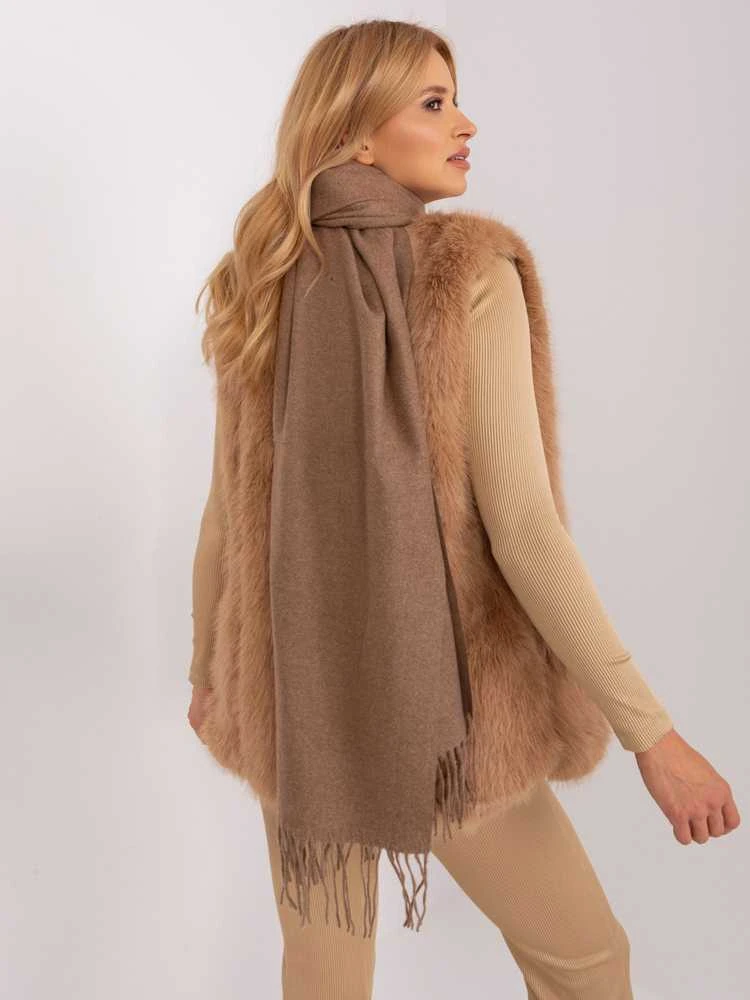 Wool Fashion Italia Šalikas-AT-SZ-23185.62P-tamsiai smėlio spalvos