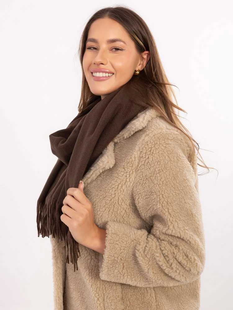 Wool Fashion Italia Šalikas-AT-SZ-23185.73P-ciemny ruda