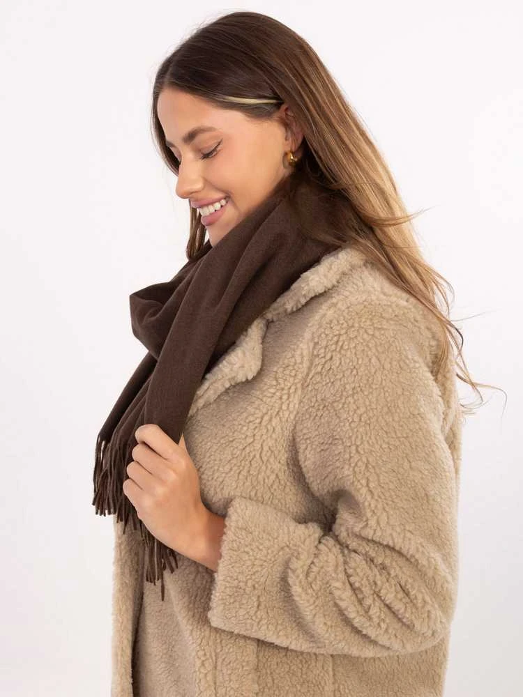 Wool Fashion Italia Šalikas-AT-SZ-23185.73P-ciemny ruda
