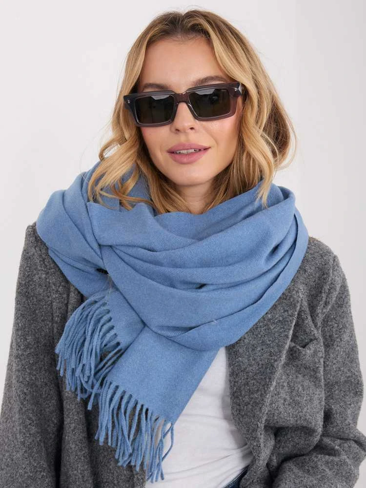 Wool Fashion Italia Šalikas- AT-SZ-23185.73P-pilka-mėlyna