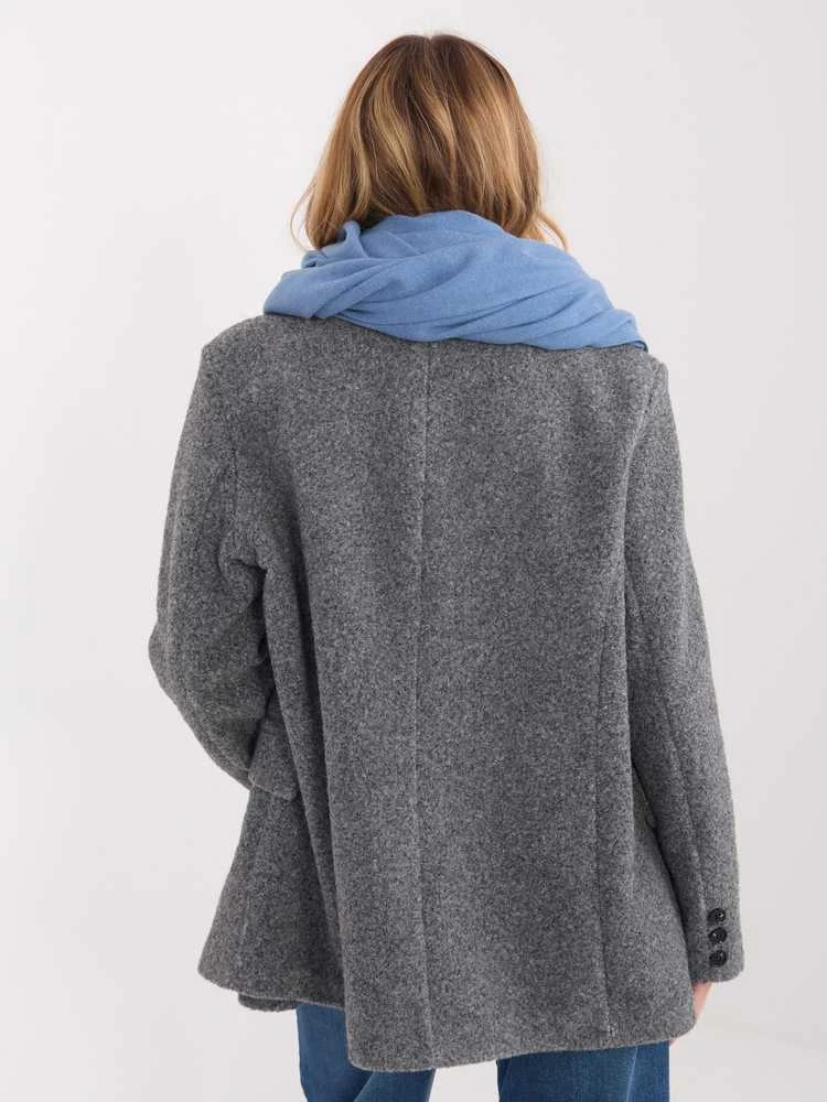 Wool Fashion Italia Šalikas- AT-SZ-23185.73P-pilka-mėlyna