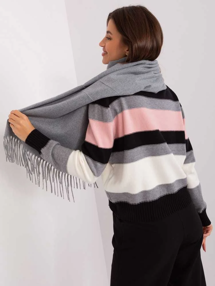 Wool Fashion Italia Šalikas-AT-SZ-23185.73P-tamsiai pilkas