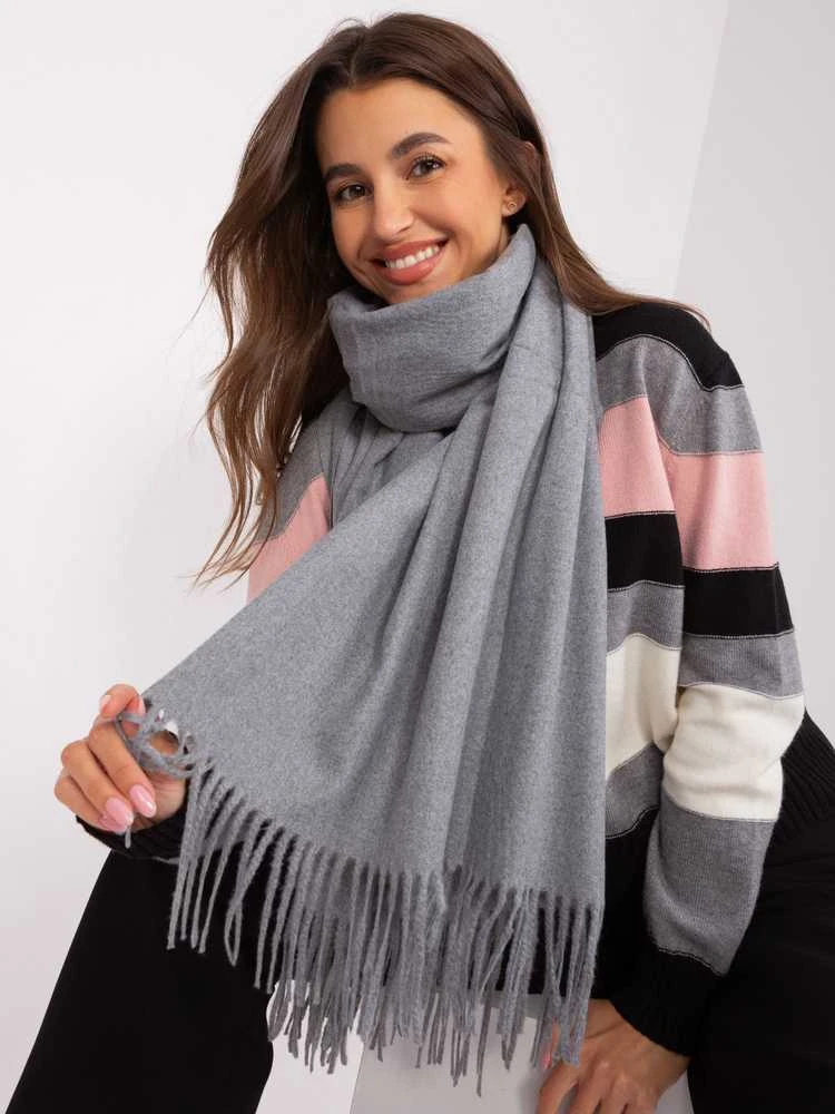 Wool Fashion Italia Šalikas-AT-SZ-23185.73P-tamsiai pilkas