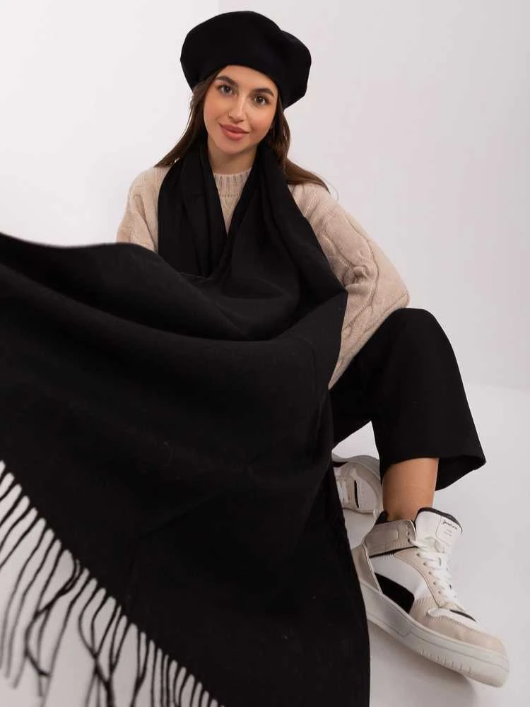 Wool Fashion Italia Šalikas-AT-SZ-23185.90P-juodas