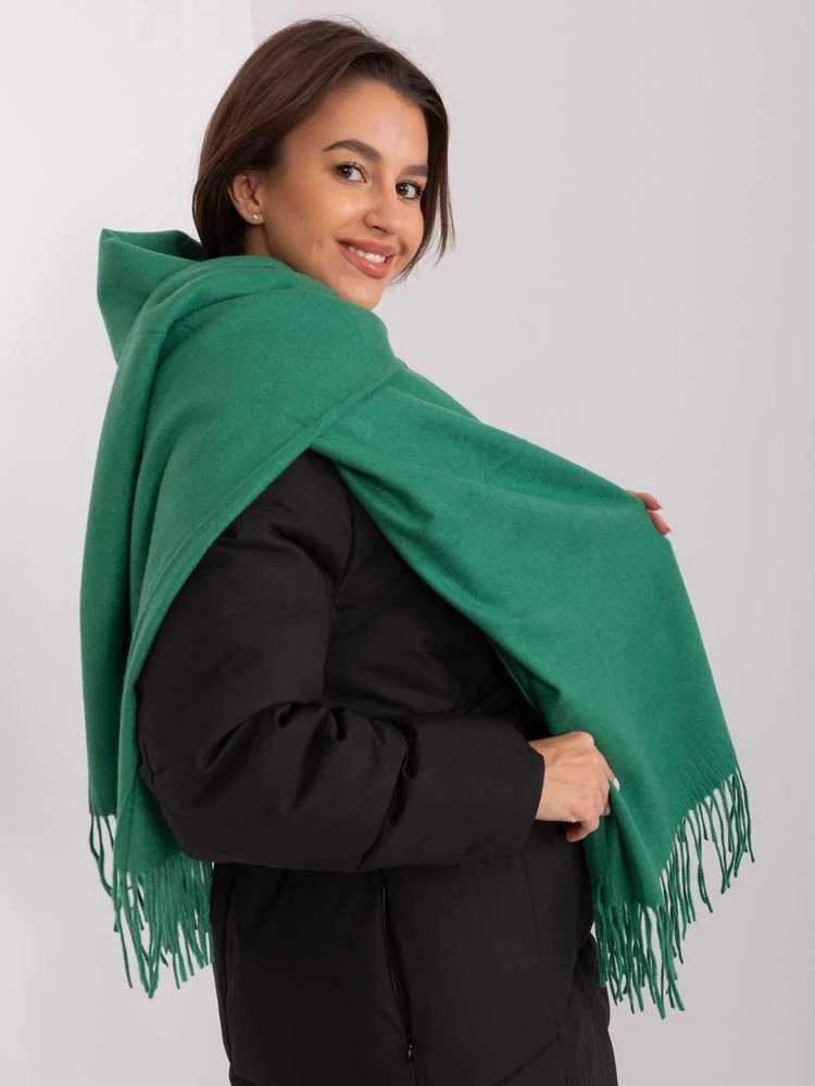 Wool Fashion Italia Šalikas-AT-SZ-23185.93P-tamsiai žalias