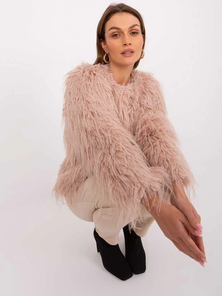 Wool Fashion Italia Striukė moterims-AT-KR-2359.96P-szaro-rožinė