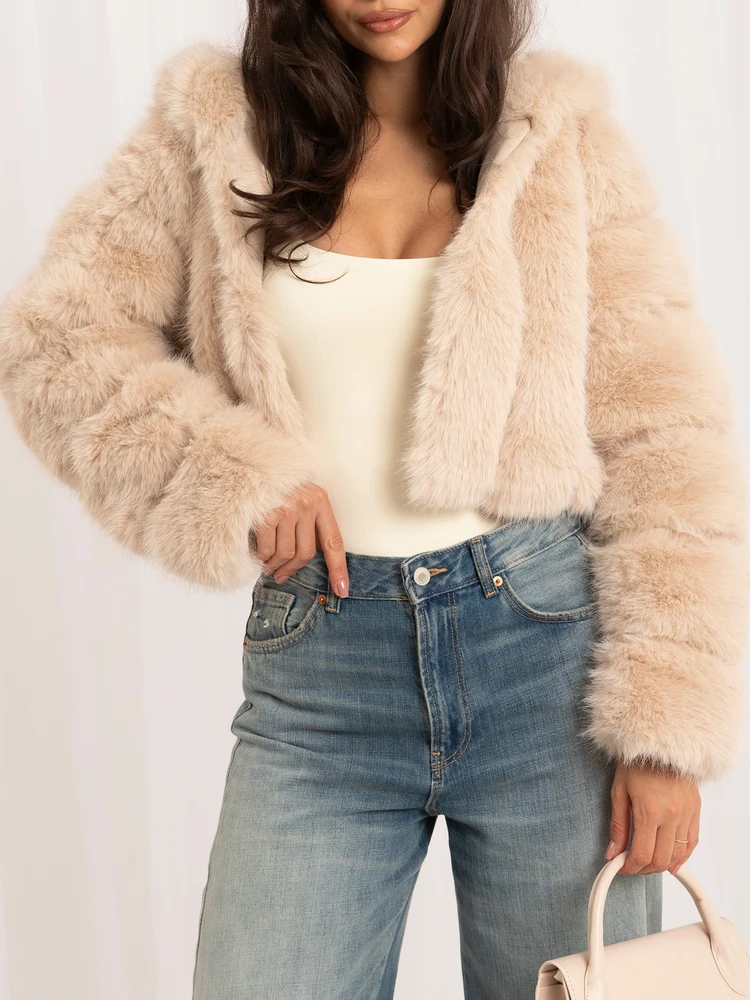 Wool Fashion Italia Striukė moterims-AT-KR-2378.96P-smėlio spalva