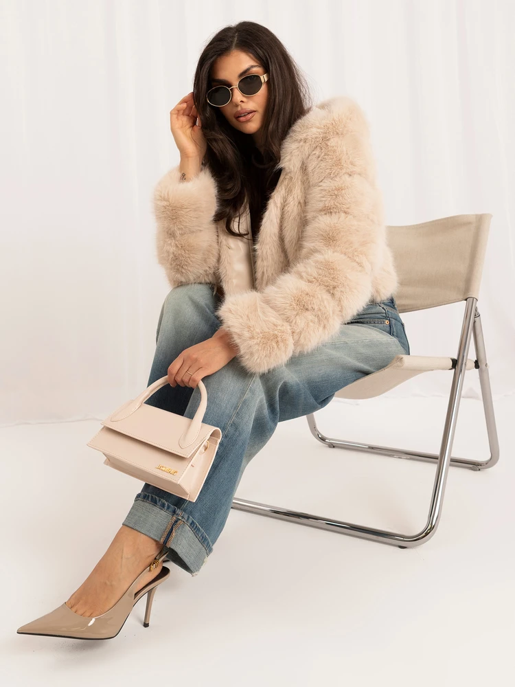 Wool Fashion Italia Striukė moterims-AT-KR-2378.96P-smėlio spalva