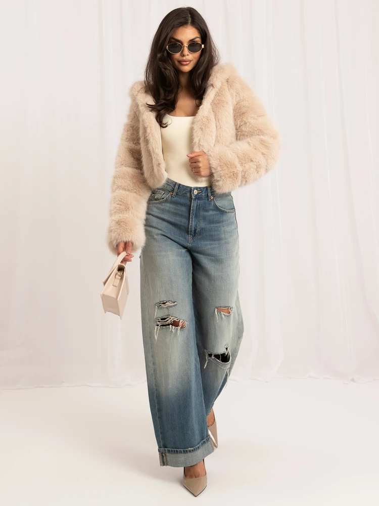 Wool Fashion Italia Striukė moterims-AT-KR-2378.96P-smėlio spalva