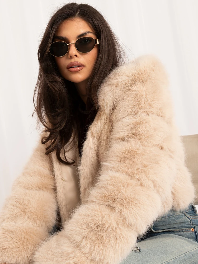 Wool Fashion Italia Striukė moterims-AT-KR-2378.96P-smėlio spalva