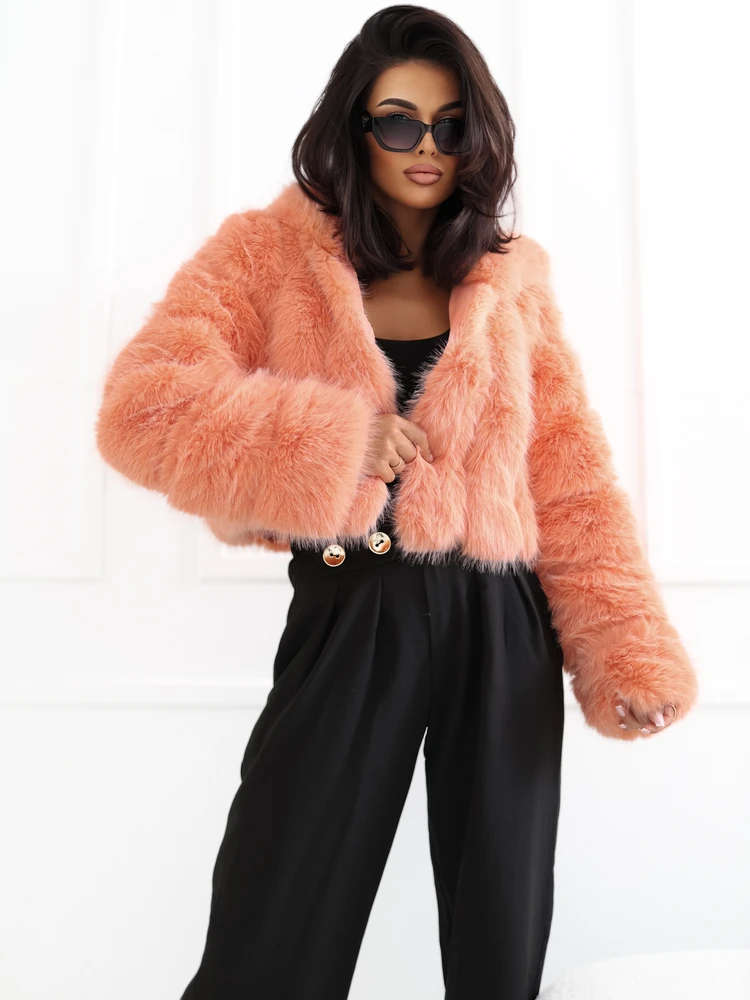 Wool Fashion Italia Striukė moterims-AT-KR-2378.97P-brzoskwiniowy