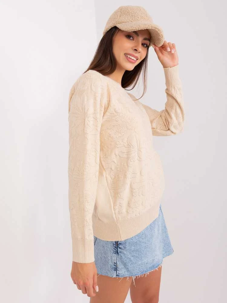 Wool Fashion Italia Megztinis-AT-SW-2231A.00P-šviesiai smėlio spalvos