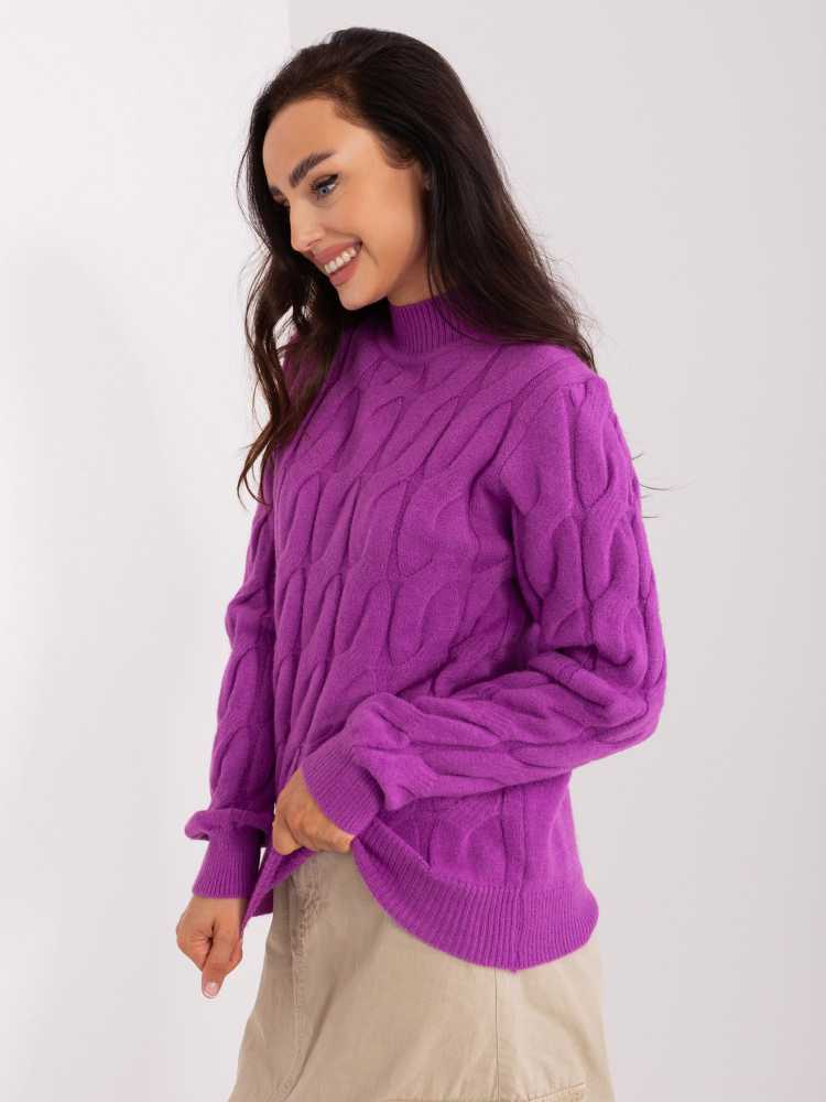 Wool Fashion Italia Sweter-AT-SW-2235.00P-ciemny violetinė