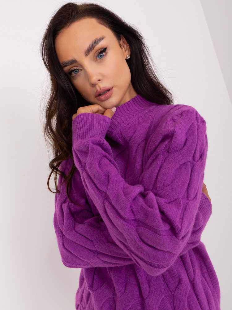Wool Fashion Italia Sweter-AT-SW-2235.00P-ciemny violetinė