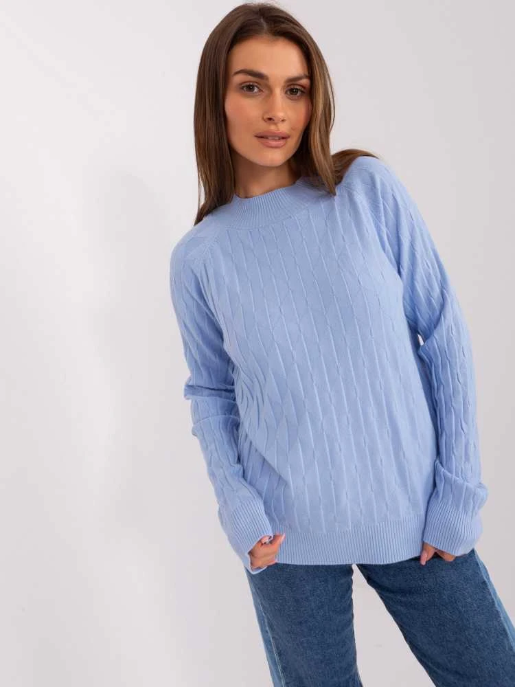 Wool Fashion Italia Megztinis-AT-SW-2326.37X-šviesiai mėlynas