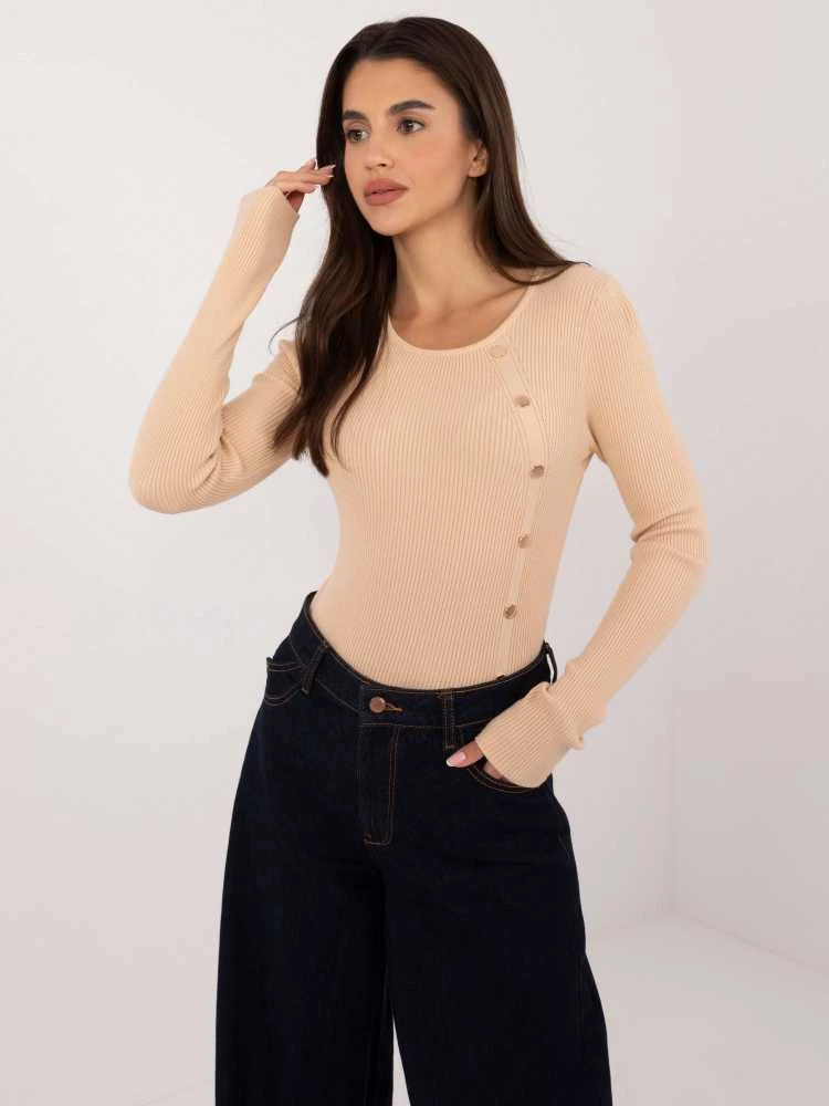 Wool Fashion Italia Megztinis-AT-SW-2332-2,62-smėlio spalvos